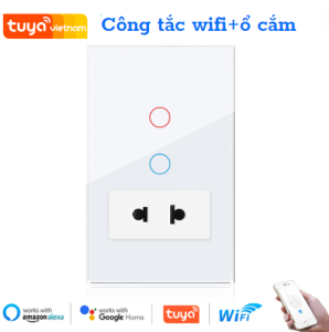Công tắc thông minh wifi+bluetooth kết hợp ổ cắm tuya điều khiển từ xa qua điện thoại