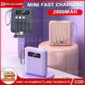 PowerBank Original 20000mAh Dengan 3 kabel pengisi daya Tampilan digital  Tipe C Micro Lightning USB LED Display Original Fast Charging Mini Real Capacity Bank Daya Pocket Size Powerbank Awet Tahan Lama. 