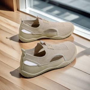 Featured Womens Sneakers White Knit Slip-On Casual Comfortable Breathable Design