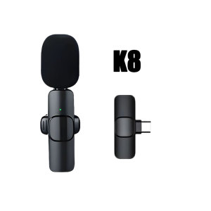 MICROPHONE WIRELESS CLIP ON Nirkabel K9 + 2 MIC Mikrofon PORTABLE  Wireless Untuk IPhone Android Live Game