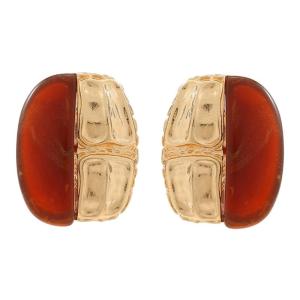Irregular Brown Amber Resin Earrings Fashion Accessory for Women Retro Styles Exaggerated Alloy New Arrival