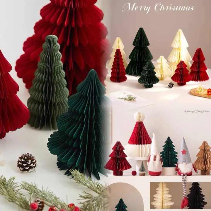 Ready Stock INS Chrismas Tree DIY Folding Paper Honeycomb Creative Xmas ...