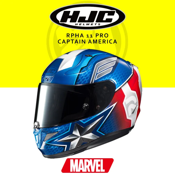 hjc captain america helmet price Unisex-Adult Full Face RPHA-11 PRO Marvel Motorcycle (Red/White/Blue, Large) Automotive Superhroes Casco Capitan America Hjc