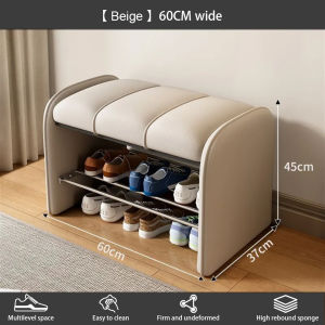 2 in 1 Shoe Bench with Soft Seat Cushion Multi-Functional Shoe Rack Organizer for Home Entryway