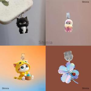 [COD] Shinia ปลั๊กกันฝุ่นโทรศัพท์มือถือ pendan น่ารักแมวสุนัขแชมร็อกตกแต่งแขวนจี้สำหรับ iPhone Type-C พอร์ตชาร์จป้องกันฝุ่นปลั๊ก