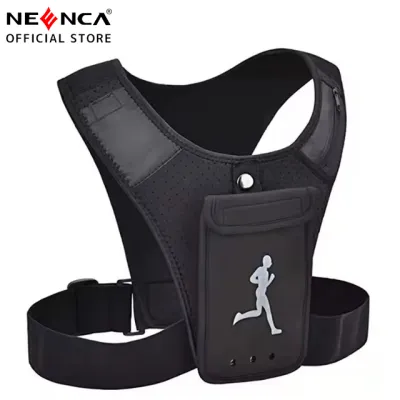 NEENCA Adjustable Running Vest Phone Holder Breathable Reflective Vest with Chest Phone Holder Multi Pockets Mens Running Vest