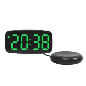 MINIS Adjustable Brightness Super Loud Vibrating Alarm Clock Temperature and Date Display LED Large Screen Bedside Clock Creative Plastic Desk Ornament Bedroom