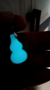 Luontin batu jade model labu cahaya bluegreen bonus tali liontin batu giok