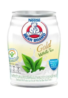 นมสเตอริไลส์ไขมันต่ำ ตราหมีโกลด์ 140 มล. (24 กระป๋อง) สูตรผสมชาขาว