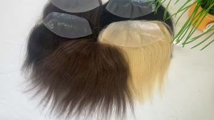 7*16cm Men Toupee with PU Natural Hair Forehead Hair Line Frontal Hairpiece for Men with Human Hair Replacement For Baldness