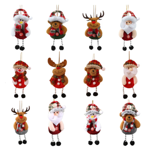 ผ้าใยสังเคราะห์ลายซานต้า/ มนุษย์หิมะ/กวาง/ตุ๊กตาหมีสีไม่จางตกแต่งที่ห้อยสำหรับคริสมาสต์หมู่บ้านและงานจัดแสดง
