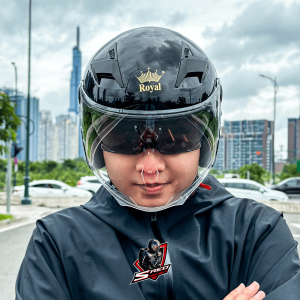 Mũ bảo hiểm 3/4 ROYAL M268 - 2 kính - Tặng kèm phụ kiện khăn trùm đầu - Màu đen - Hàng chính hãng