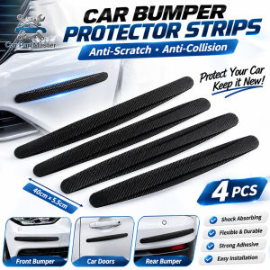 4Pcs Car Bumper Anti-Collision Strip Carbon Fiber Texture Front Rear Bumper Guard Protector Strip