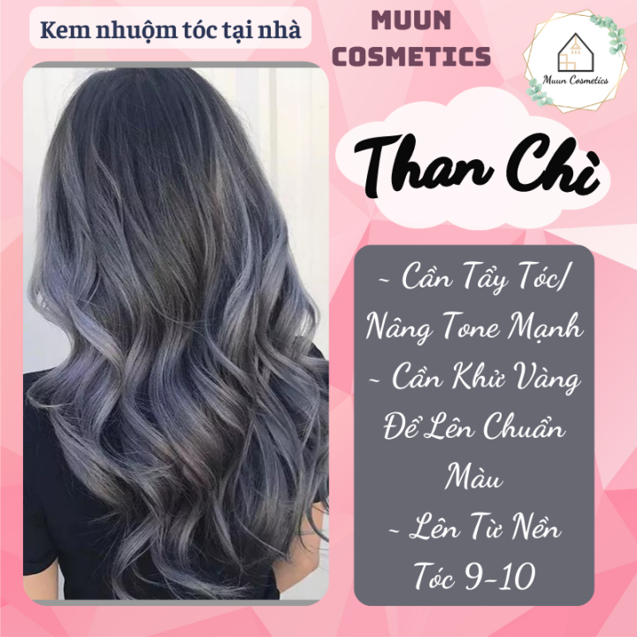 Thuốc Nhuộm Tóc Than Chì (Tặng Kèm Oxy Trợ Nhuộm và Chụp Tóc, Bao Tay ...