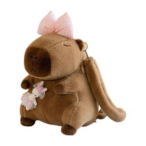 Women Plush Capybara Backpack Casual Cute Animal School Bag for Teen Girls and Boys Multifunction Book Bag