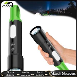 【Vodool】Mini Flashlight High Brightness Torch USB Rechargeable LED Camping Flashlight Multi-Function Torch for Outdoor Emergency