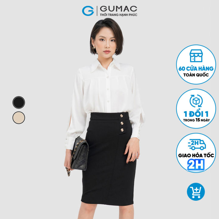 Chân váy xòe đính nút VC06057 thời trang GUMAC | Shopee Việt Nam