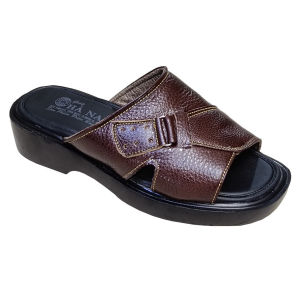 Dép Nam Quai Ngang HA NAM Da Bò Thật Đế Cao Dành Cho Người Thấp DN258