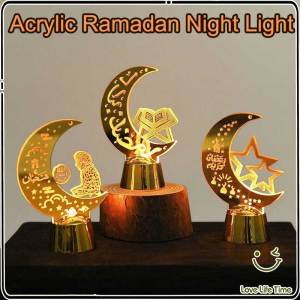 Acrylic Ramadan Night Light Festival Table Lamp Decoration Moon Atmosphere LED Raya Lampu