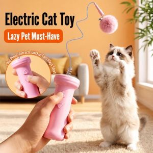 PHANT Retractable Rope Electric Cat Toy Wand Entertainment Long-Lasting Automatic Cat Teaser Wand Pet Toy portable Interactive Cat Toys Indoor Use