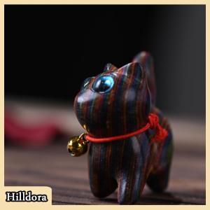 [Hilldora] Rainbow Wood Carving Cat Sculptures Cat Ornaments Cute Colored Wooden Cat Desktop Office Accessories Home Decor Gift Souvenirs
