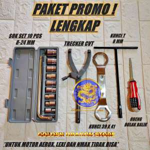 PAKET LENGKAP Tracker CVT UNIVERSAL + Kunci 39-41 + Kunci Sok Set 10 Pcs 8-24 + Kunci T8 + Obeng USA