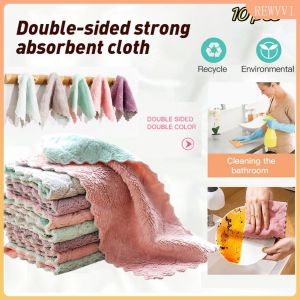 10 pcs Microfiber Kitchen Cloth Hand Washing  Kitchen Towel Kitchen Dish Wash Towels Random Color  Rewvvi