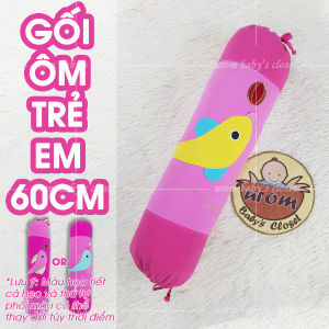 [HỎA TỐC] Gối ôm cho bé 60cm vỏ cotton cara xốp bông gòn Microfiber họa tiết cá heo chơi bóng may thêu Urombaby