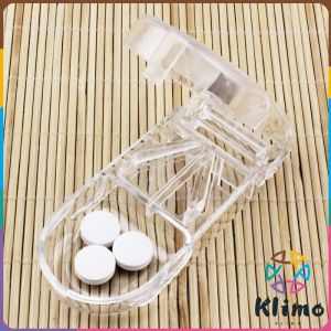 KLIMO Square Round Transparent Pill or Tablet Cutter with Medicine Storage