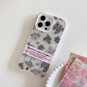 CrashStar 2 In 1 Camellia Rose Simple Transparent Shockproof Phone Case With Card Slot Card Holder For iPhone 15 14 Pro Max Plus 13 12 11 Pro Max XR X XS Max 8 7 Plus + SE 2020 Fashion Flower Phone Casing Clear Soft TPU Cover Shell Hot Sale