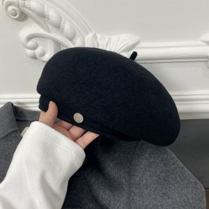 DGFDF Woolen Wool Beret British Style Pure Color Retro Painter Hat Fashion Newsboy Cap Octagonal Hat Ladies