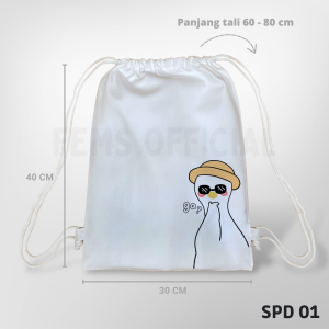 Tas Serut Kanvas Aesthetic String bag Putih Premium