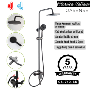Rain Shower Tiang Kamar Mandi KUNINGAN Panas Dingin Full Set ABU GUN METAL GREY anit bocor