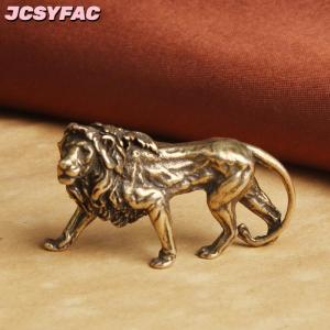 JCSYFAC Đồng tinh khiết hùng vĩ sư tử Vua thu nhỏ bức tượng nhỏ trang trí bàn cổ điển Brass mini động vật Tượng trang trí nội thất đồ trang trí thủ công