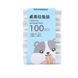 OKKFINE Thick Mini Garbage Bags 100 Pieces Small Desktop Trash Bags Durable Disposable Trash Can Bags for Tabletop Use