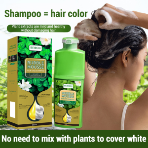 [BEIROU]✨Bubble Mousse Hair Color✨5 Asian Herbs Anti-Gray✨Shampoo-Type in 15min✨100% Gray Coverage 500ml✨COD​​