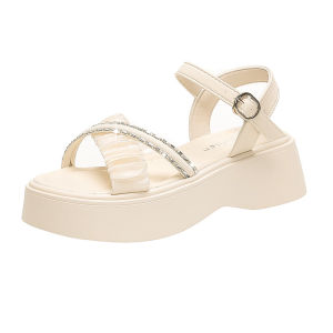 [Free Shipping] New Women’S Platform Sandals For Summer 2026 Featuring A Single-Strap Design Rhinestone Embellishments And A Height-Increasing Effect Perfect For Outdoor Wear And Beach Outings