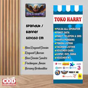 Spanduk Banner Conter 60X160 Cm Bisa Request Desain