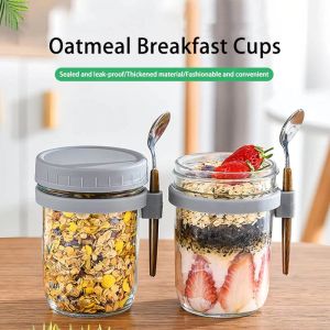 Overnight Oats Container with Lid and Spoon Overnight Oats Jars Portable Mason Jars with Lid