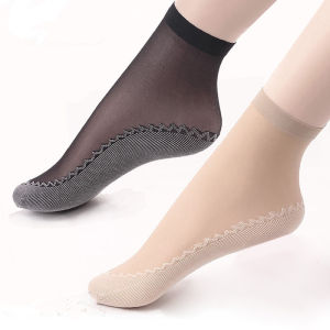 10 Pairs Women Velvet Socks Female Socks Summer Thin Crystal Silk Transparent Nonslip Ankle Socks Elastic Short Socks