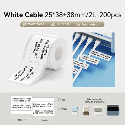 NIIMBOT Cable Tag Label Sticker for B1 B2 B21 B1 Pro B2 Pro B21 Pro B31 B4 Thermal Waterproof Wire Cord Management