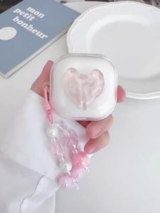 AK01T2B Anker Soundcore R50i NC case / R50i / K20i / P20i / P30i Ins Love Transparent Luxury with love chain Silicone Case for Anker