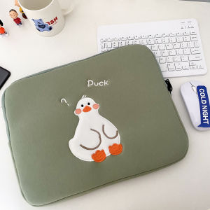 Korean Design Cute cartoon design tablet storage bag/iPad sleeve 14-inch/15.6-inch laptop bag Tablet Inner Bag Cartoon Cute Duck Embroidered Anti-fall Protective Cover