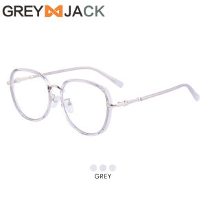 Grey Jack Kacamata Antiradiasi Blueray Komputer Bulat Oval Bahan TR+Metal Ringan Fashion Pria Wanita Bisa Minus 23034