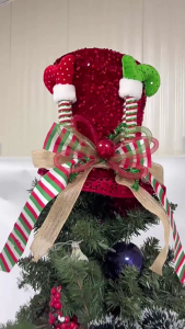 Christmas Tree Toppers Hat Christmas Tree Ornament Christmas Supplies for Winter Holiday Home Christmas Tree Decorations