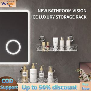 Bathroom Wall Organizer 2Pcs Suction Cup Toothbrush Holders No Drill Clear Storage Shelf