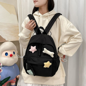 AE School bag for female middle school students high school students and college students simple versatile cute with pentagram and bone designs fresh and stylish