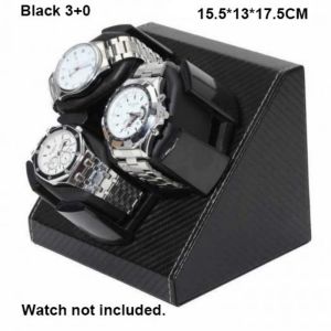 GLOBECART 3-in-1 Automatic Watch Winder Carbon Fiber Black Watch Storage Display High Quality 2 Styles Bi-directional Rotation