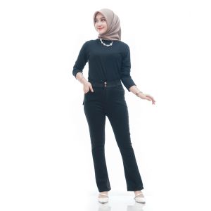 Highwaist Cutbray Karet Pinggang Jeans Tebal 13os Big Size Jumbo 27-42