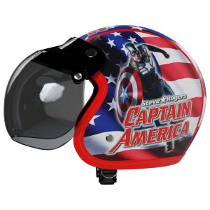 Helm Anak Bogo Retro Printing Kids Laki Laki Perempuan Usia 2 3 4 5 6 Tahun Full Kulit Motif Captain Amerika